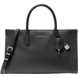 Michael Kors Women’s Scarlett Medium Satchel(Silver-tone Hardware/Black)