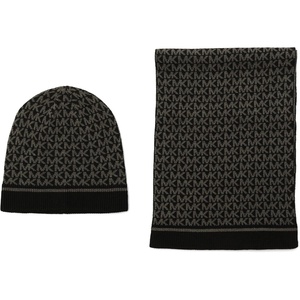 Michael Kors Women’s Smallest Mk Beanie, Scarf Box Set(Black / Derby)