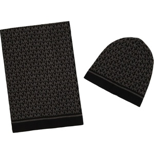 Michael Kors Women’s Smallest Mk Beanie, Scarf Box Set(Black/Cream)