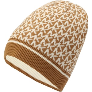 Michael Kors Women’s Smallest Mk Colorblock Beanie(Dark Camel/Cream)