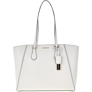 Michael Kors Women’s Taryn Large Multi-functional Top-zip Tote Bag(Gold-tone Hardware/Optic White)