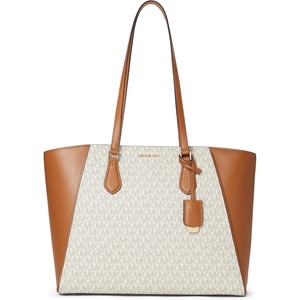 Michael Kors Women’s Taryn Large Multi-functional Top-zip Tote Bag(Gold-tone Hardware/Vanilla/Acorn)