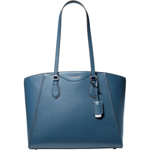 Michael Kors Women’s Taryn Large Multi-functional Top-zip Tote Bag(Silver-tone Hardware/Dark Chambray)