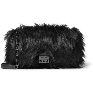 Michael Kors Women’s Tribeca Large Convertible Chain Shoulder Bag(Dark Gunmetal-tone Hardware/Shearling/Black)