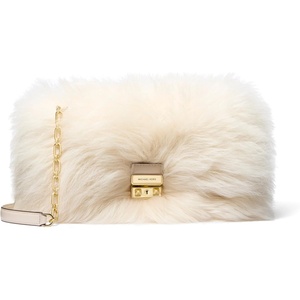 Michael Kors Women’s Tribeca Large Convertible Chain Shoulder Bag(Gold-tone Hardware/Shearling/Natural)