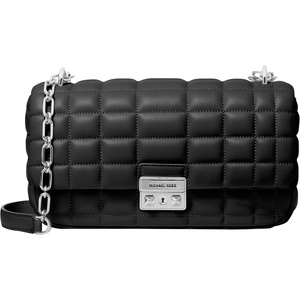 Michael Kors Women’s Tribeca Large Convertible Chain Shoulder Bag(Silver-tone Hardware/Black)