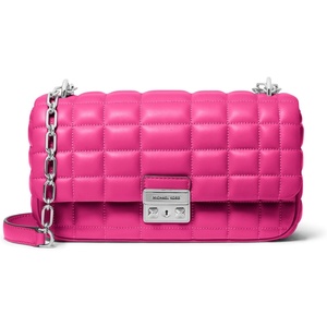 Michael Kors Women’s Tribeca Large Convertible Chain Shoulder Bag(Silver-tone Hardware/Wild Berry)