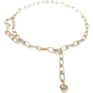 Michael Kors Women’s Two Tone Chain Belt, Stylish & Versatile Accessory for Everyday Wear(Gold/Silver)