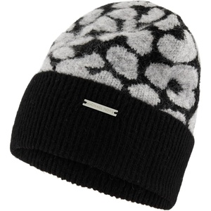 Michael Kors Women’s Wooly Leopard Crown Cuff Hat(Black/Pearl Heather Grey)