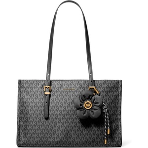Michael Kors Women’s Zadie Medium Top Zip Tote(Black/Flower Charm)