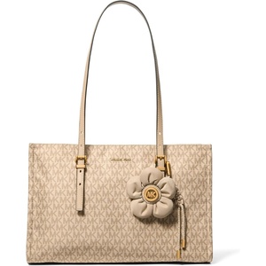Michael Kors Women’s Zadie Medium Top Zip Tote(Khaki/Flower Charm)