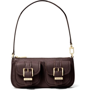 Michael Kors Zoe Small Convertible Pouchette(Gold-tone Hardware/Pebble Leather/Chocolate)