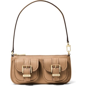 Michael Kors Zoe Small Convertible Pouchette(Gold-tone Hardware/Pebble Leather/Husk)