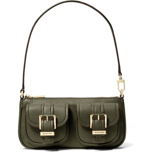 Michael Kors Zoe Small Convertible Pouchette(Gold-tone Hardware/Pebble Leather/Ivy)