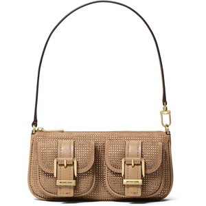 Michael Kors Zoe Small Convertible Pouchette(Gold-tone Hardware/Rhinestone Hot Fix/Husk)