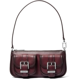 Michael Kors Zoe Small Convertible Pouchette(Nickel-tone Hardware/Burnished Leather Edges/Oxblood)