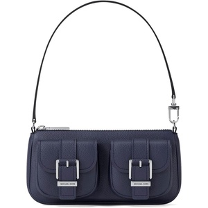 Michael Kors Zoe Small Convertible Pouchette([‘Silver-tone Hardware/Pebbled Leather/Dress Blues’])