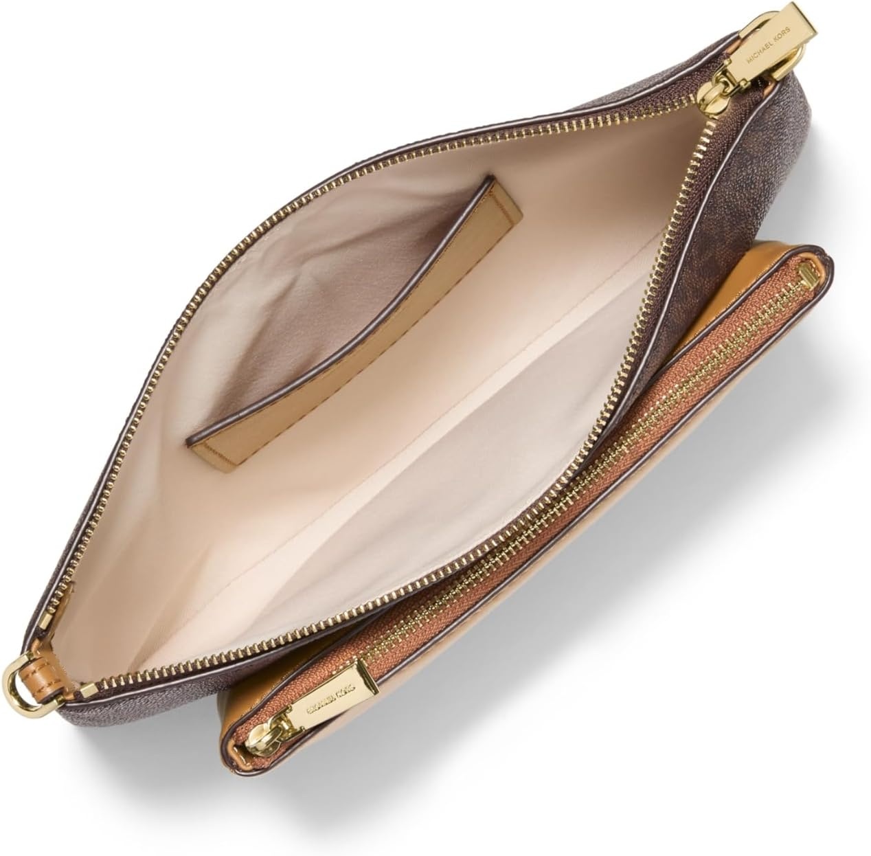 image:imageMichael Kors Jet Set Medium Pocket Convertible Crossbody BagGoldtone HardwareMk Signature Coated TwillBrownAcorn