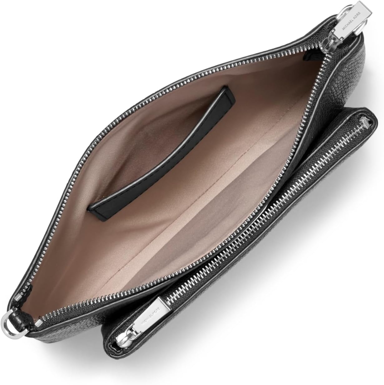 image:imageMichael Kors Jet Set Medium Pocket Convertible Crossbody BagSilvertone HardwarePebble LeatherBlack