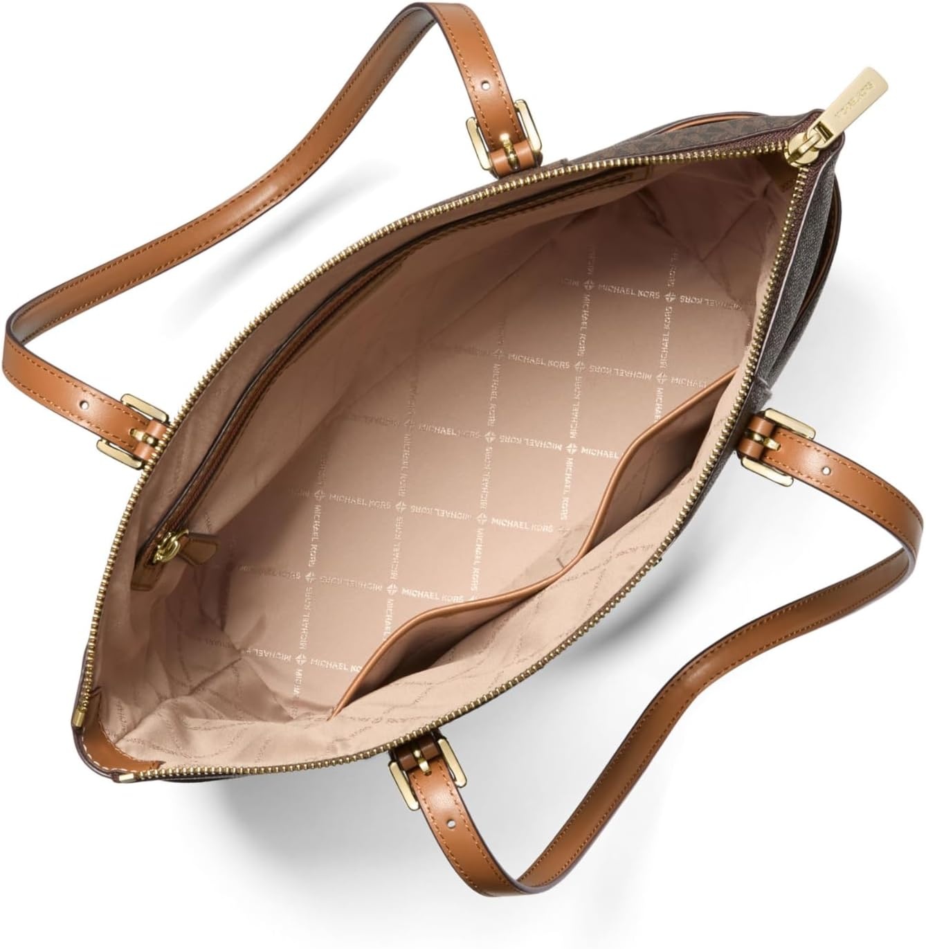image:imageMichael Kors Jet Set Top Zip ToteGoldtone HardwareBrownAcorn