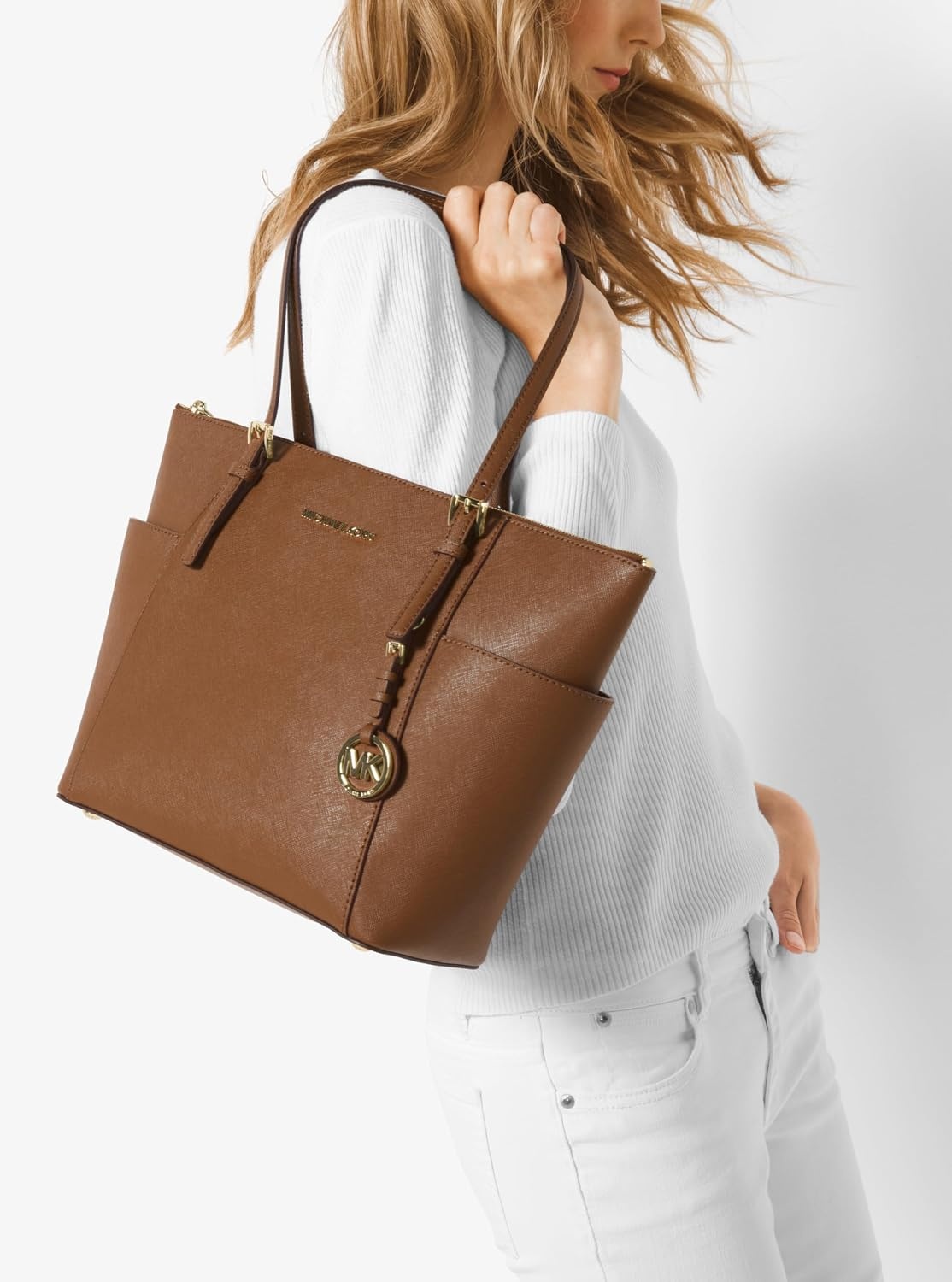 image:imageMichael Kors Jet Set Top Zip ToteGoldtone HardwareLuggage