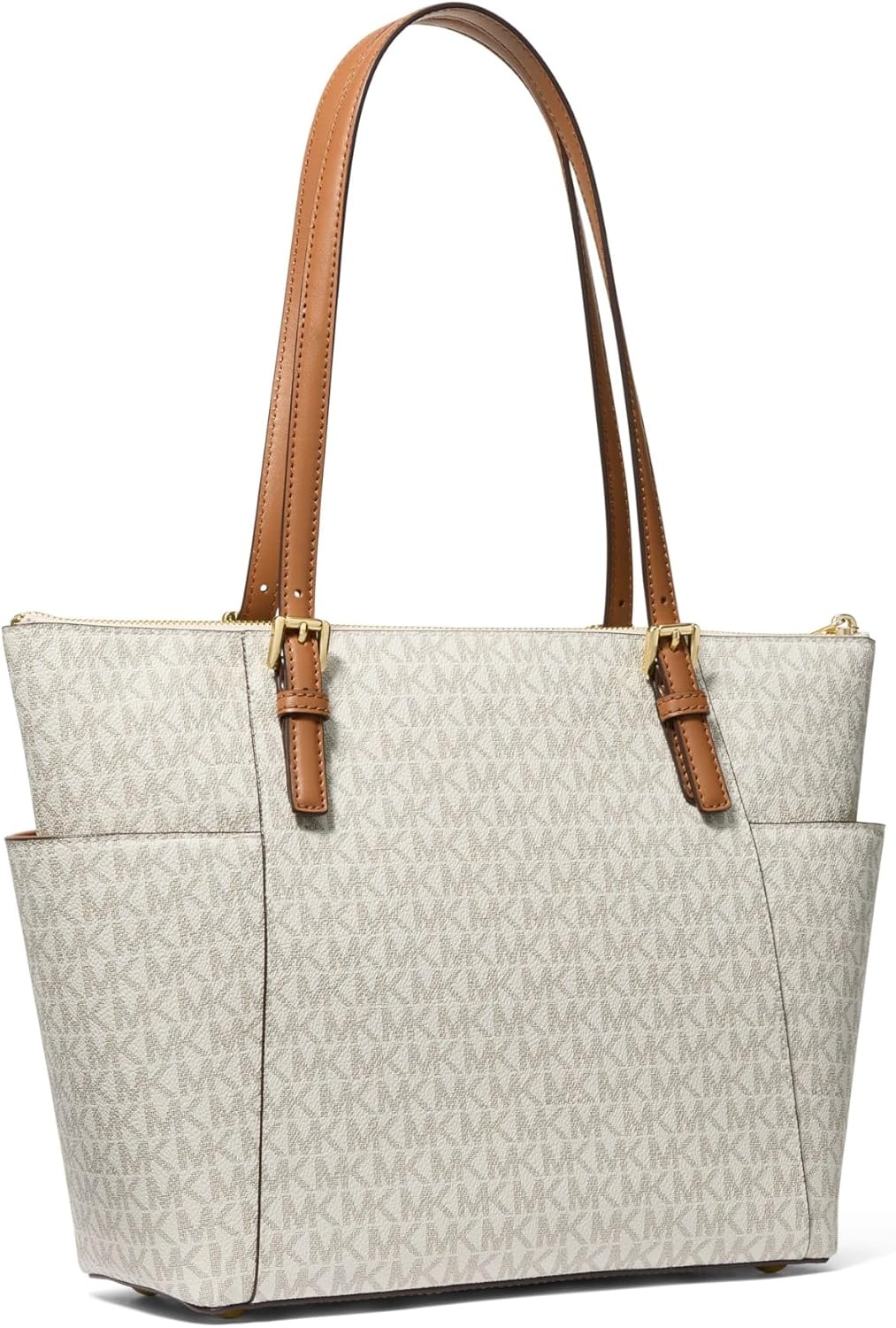 image:imageMichael Kors Jet Set Top Zip ToteGoldtone HardwareVanillaAcorn