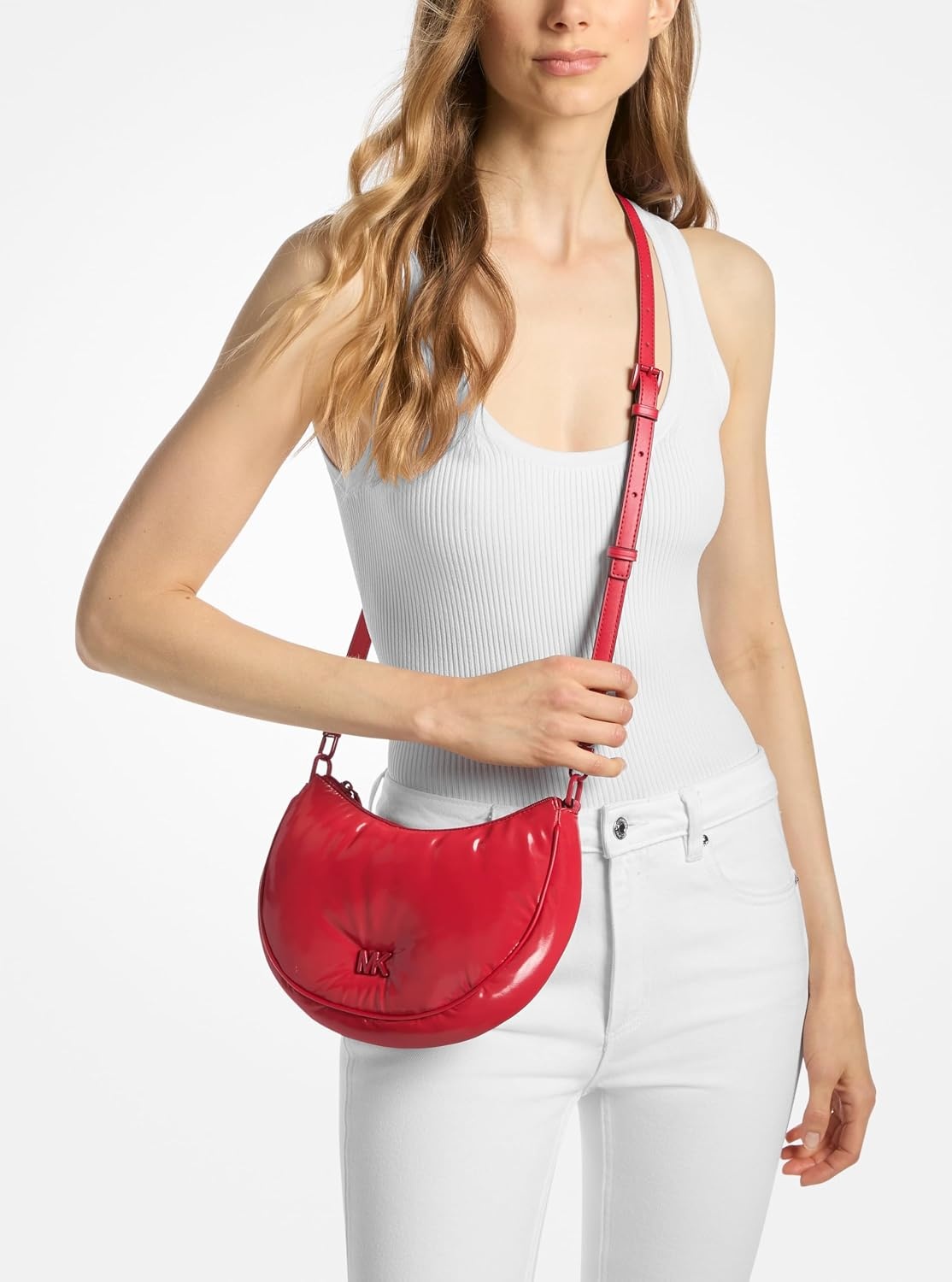 image:imageMichael Kors Kyla Small Convertible PouchetteTonal HardwarePuffy NylonCrimson
