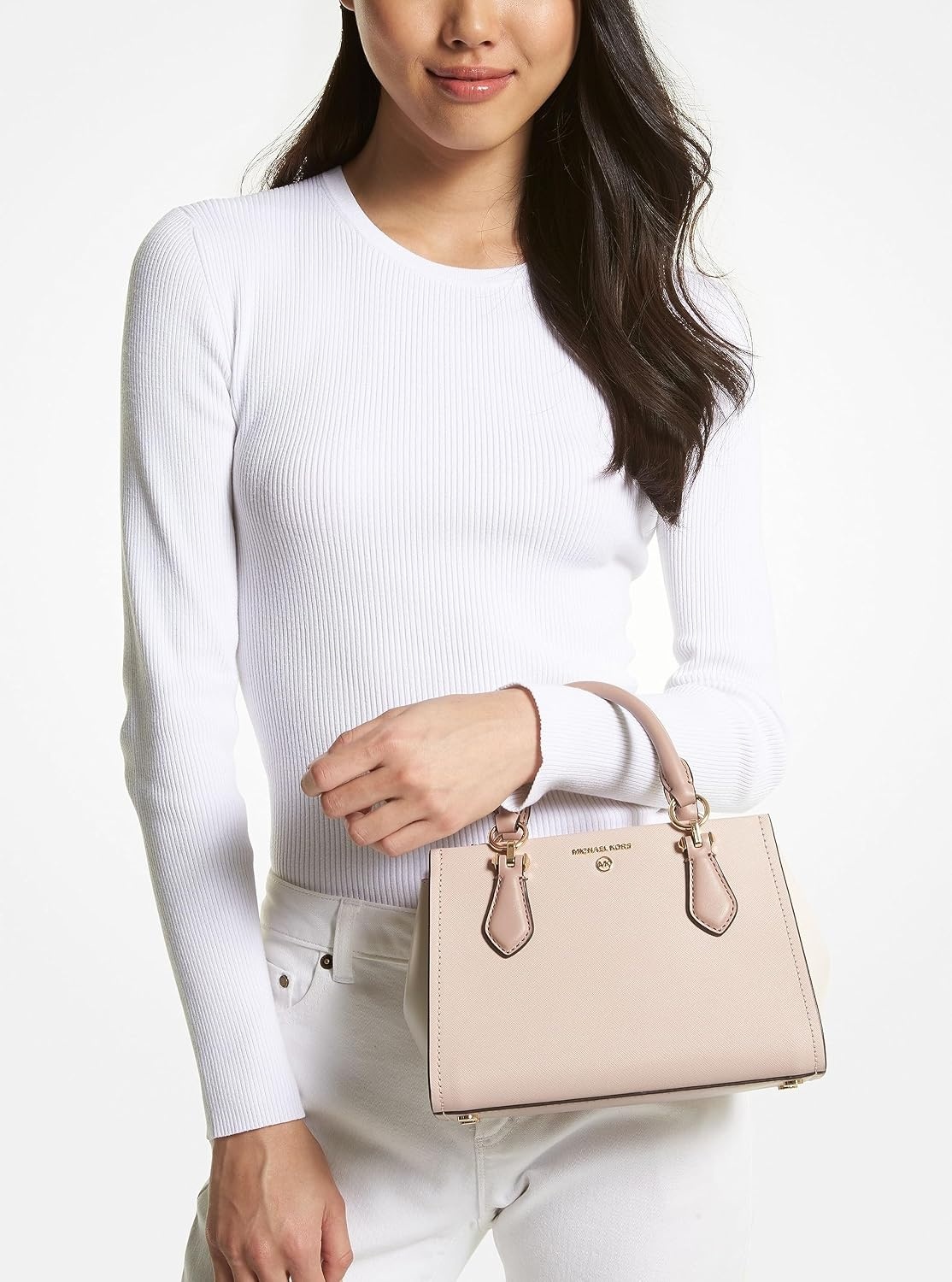 image:imageMichael Kors Marilyn Small Crossbody BagSoft PinkLight CreamFawn