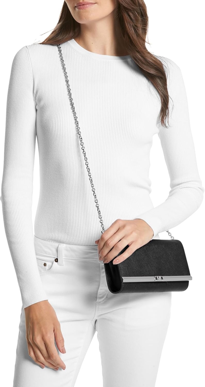 image:imageMichael Kors Mona Large ClutchSilvertone HardwareBlack