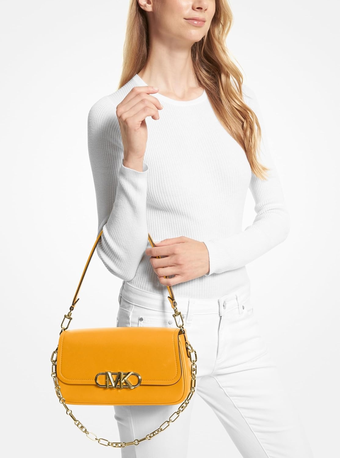 image:imageMichael Kors Parker Convertible PouchetteGoldtone HardwareGolden Rod