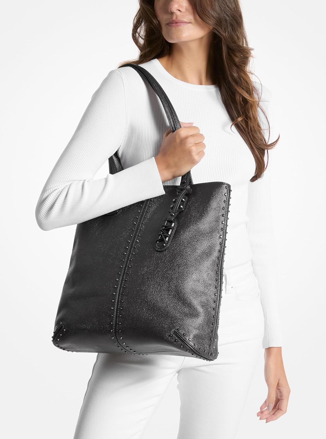 image:imageMichael Kors Womens Astor Studded Large Tote BagTonalhardwareGunmetal