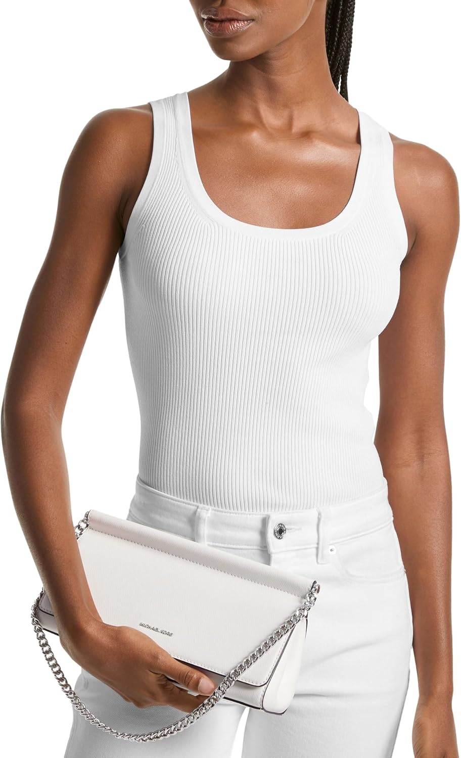 image:imageMichael Kors Womens Carmine Medium ClutchSilvertone HardwareOptic White