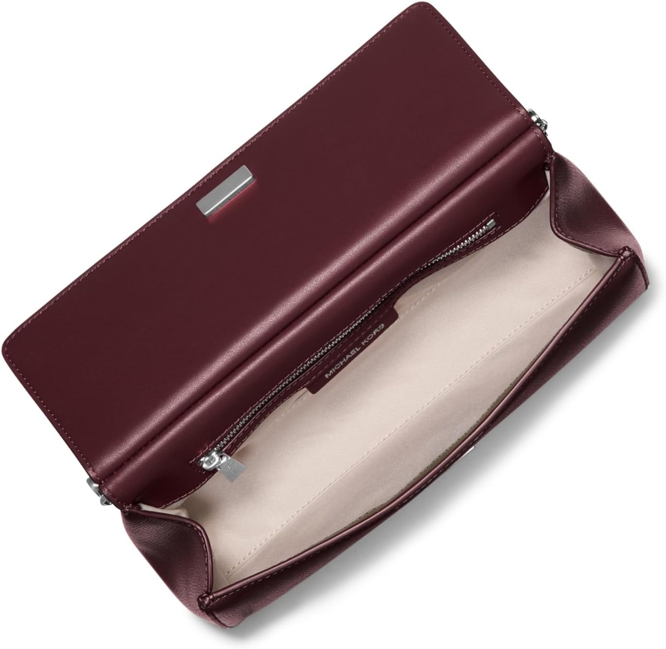 image:imageMichael Kors Womens Carmine Medium ClutchSilvertone HardwareSahara LeatherOxblood