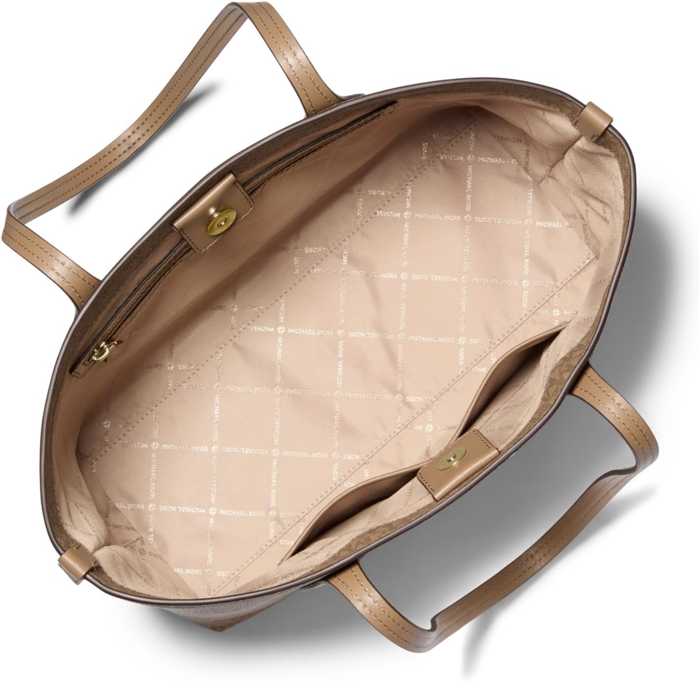 image:imageMichael Kors Womens Charlie Medium Tote With Zmall Zip CaseGoldtone HardwareTonal Mk Signature Coated TwillHusk