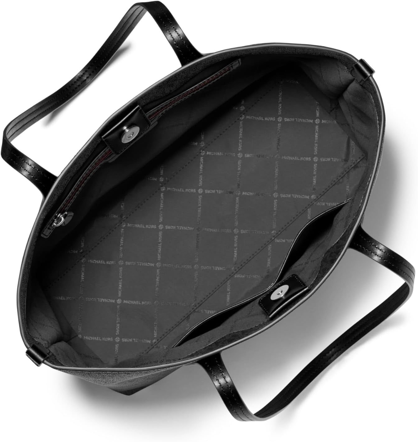 image:imageMichael Kors Womens Charlie Medium Tote With Zmall Zip CaseSilvertone HardwareTonal Mk Signature Coated TwillBlack