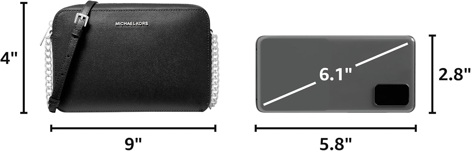 image:imageMichael Kors Womens Jet Set Large Crossbody BagSilvertone HardwareBlack