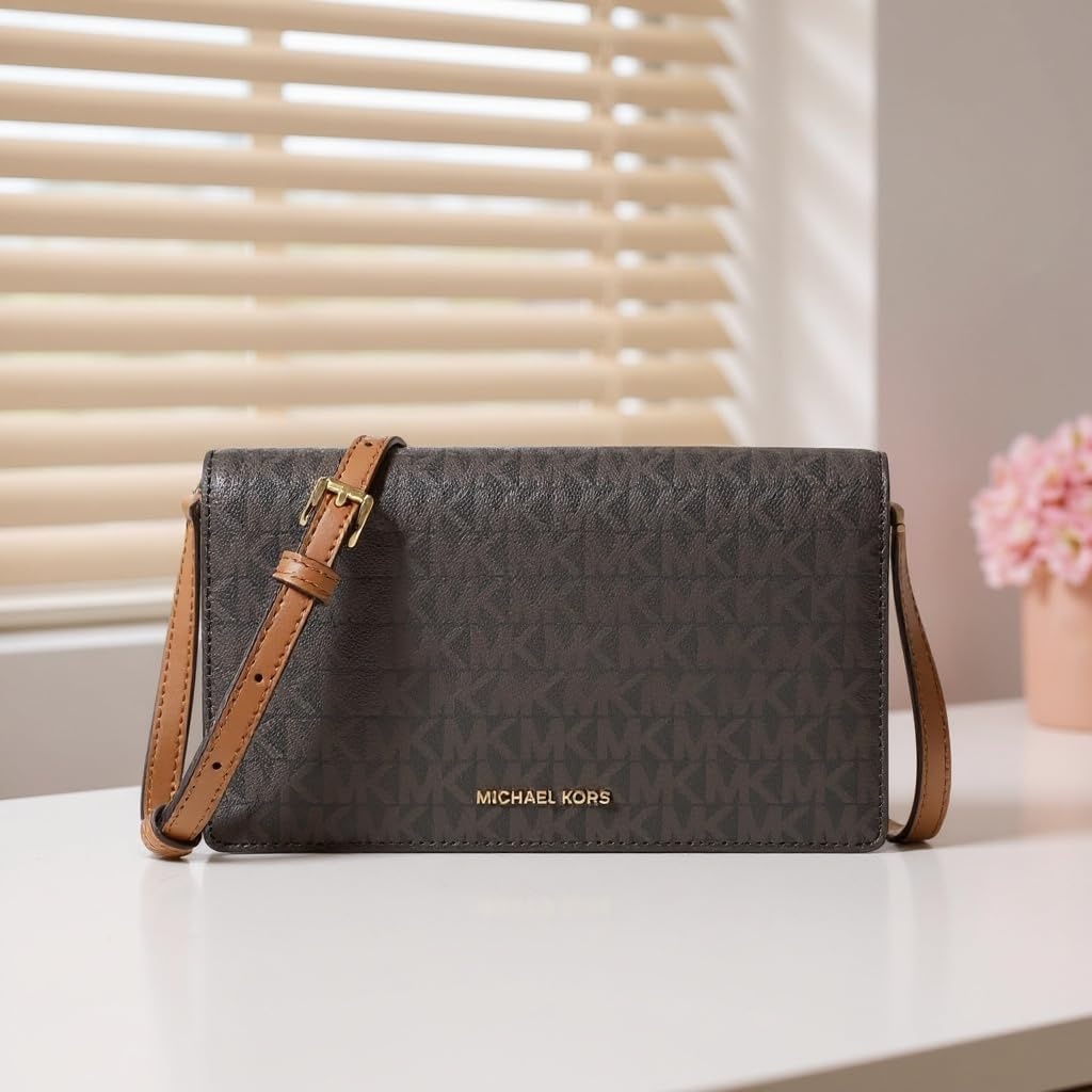 image:imageMichael Kors Womens Jet Set Medium Flap Crossbody BagBrownAcorn