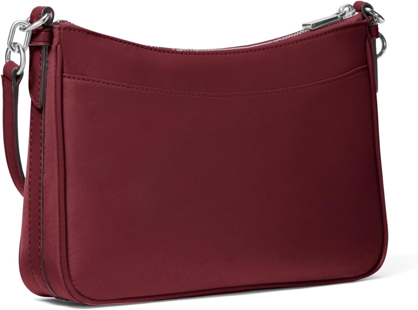 image:imageMichael Kors Womens Jet Set Top Zip Pochette Crossbody BagSilvertone HardwareMilano NylonOxblood