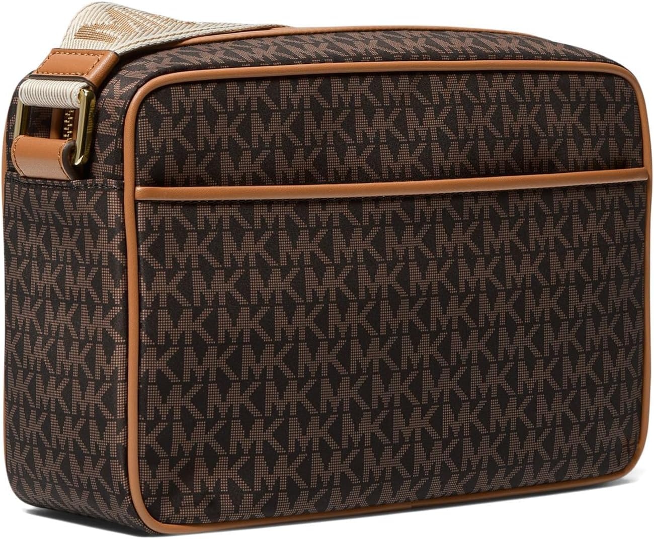image:imageMichael Kors Womens Jet Set Webbing Strap Crossbody BagGoldtone HardwareMk Signature Nylon With Logo WebbingBrownAcorn