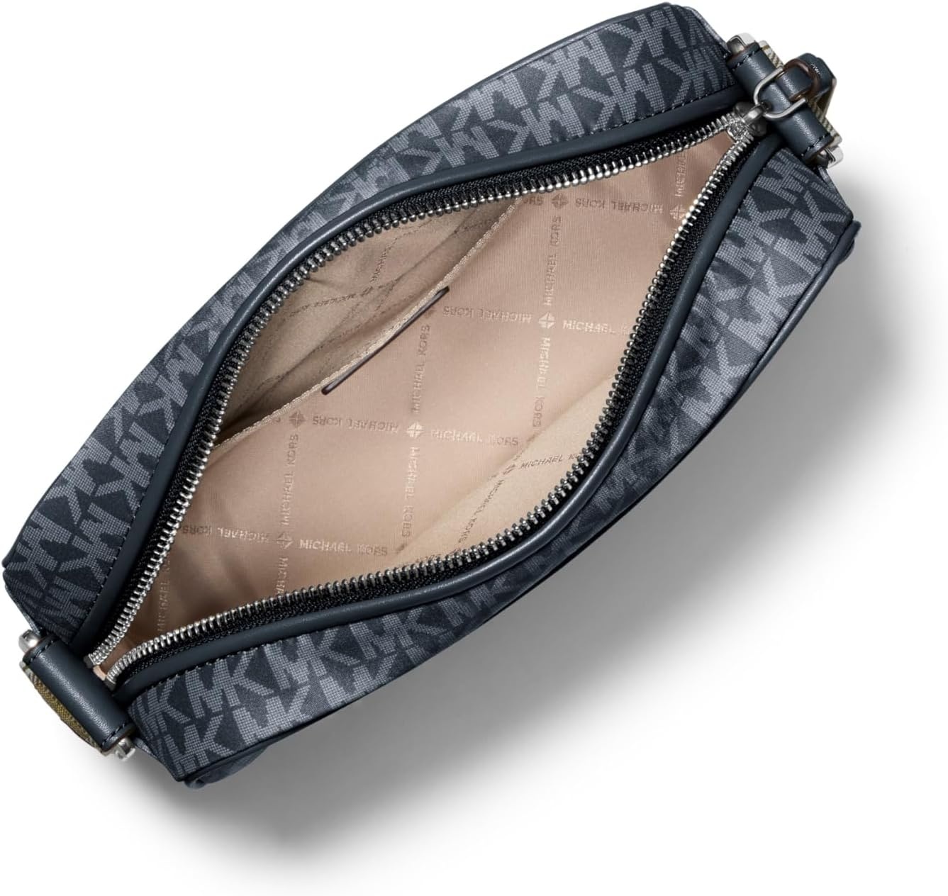 image:imageMichael Kors Womens Jet Set Webbing Strap Crossbody BagSilvertone HardwareTonal Mk Signature Nylon With Mk Logo WebbingAdmiralPale Blue