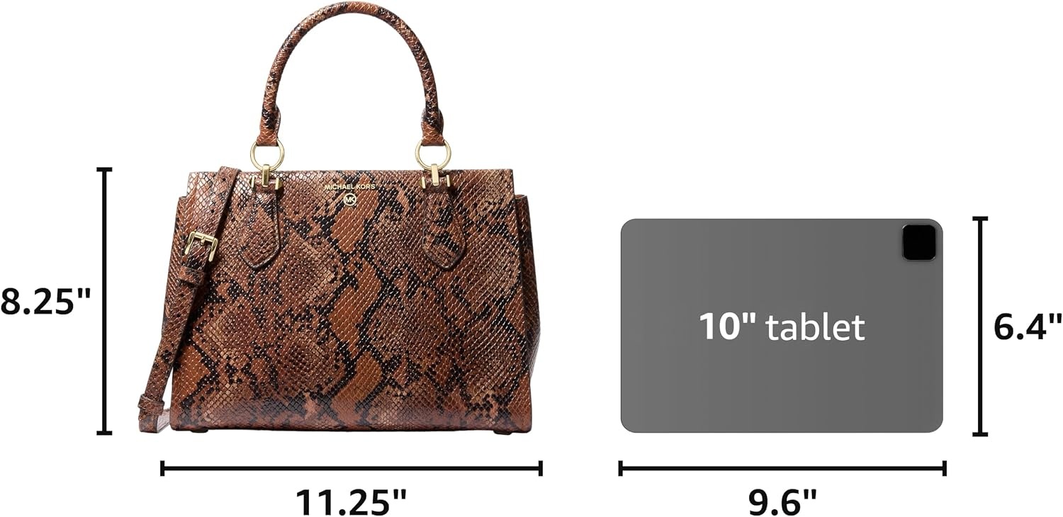 image:imageMichael Kors Womens Marilyn SatchelGoldtone HardwareEmbossed Snake LeatherLuggage