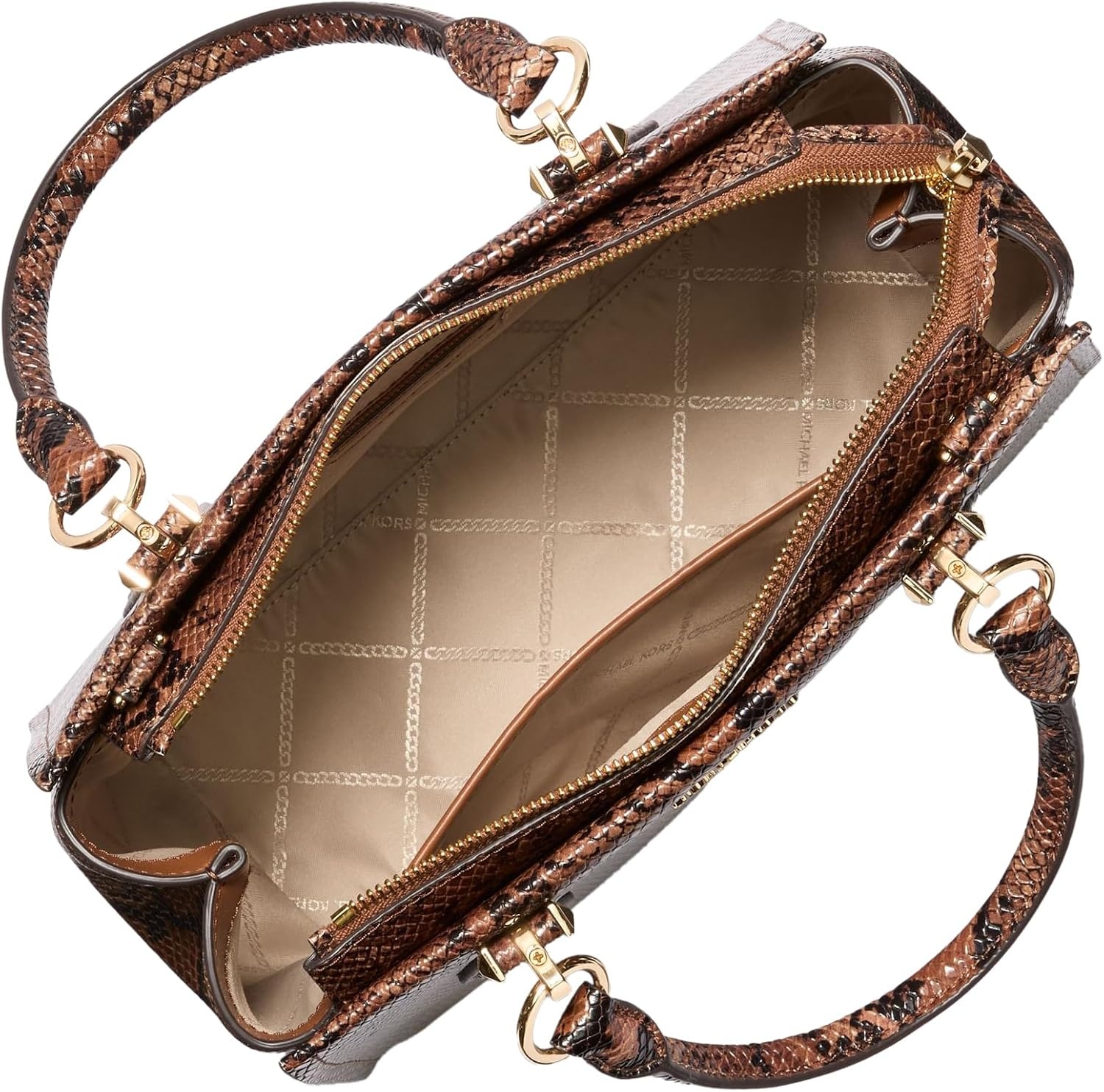 image:imageMichael Kors Womens Marilyn SatchelGoldtone HardwareEmbossed Snake LeatherLuggage