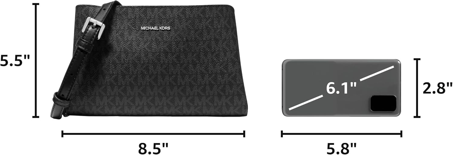 image:imageMichael Kors Womens Ruthie Small Crossbody BagSilvertone HardwareTonal Signature Coated TwillBlack