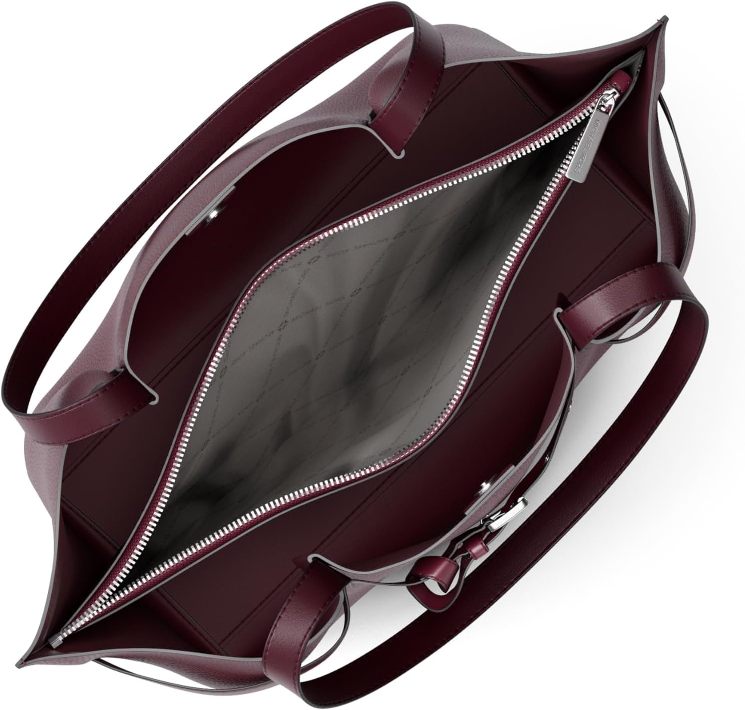 image:imageMichael Kors womens Emilia Large ToteSilvertone HardwareTonal Mk Signature Coated TwillOxblood