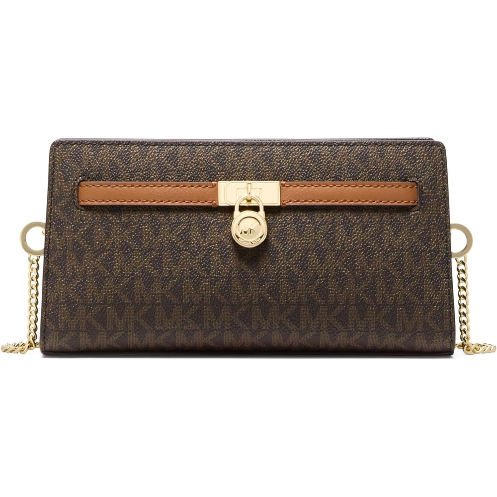 image:imageMICHAEL Michael Kors Hamilton Moderne Exta Small Convertible XbodyGoldtone HardwareMk Signature Coated TwillBrownAcorn