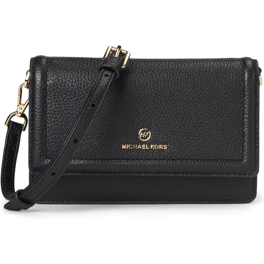 image:imageMICHAEL Michael Kors Jet Set Charm Small Phone Crossbody  Purse for Women  Saffiano Leather  Snap ClosureGoldtone HardwareBlack