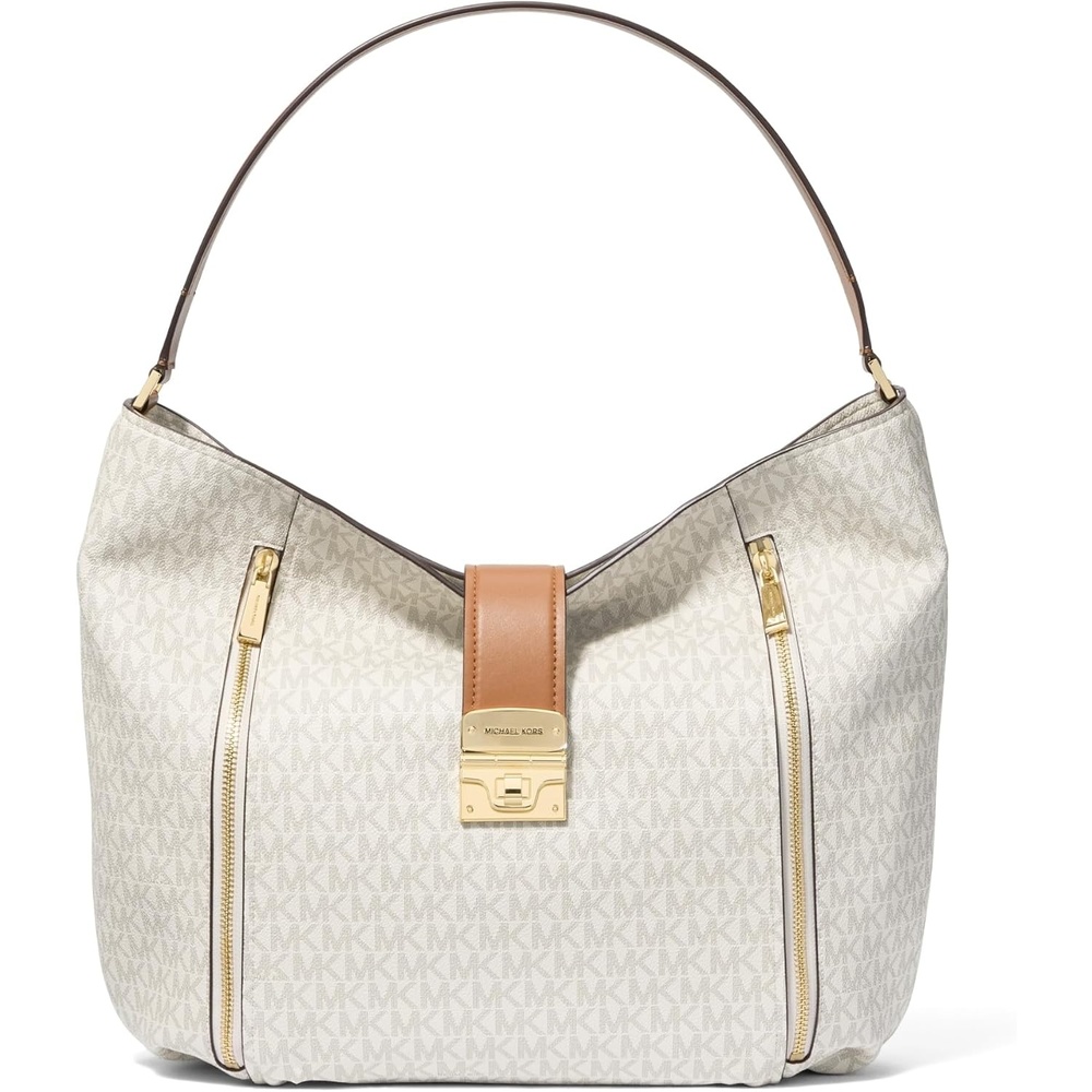image:imageMichael Kors Addie Large Hobo Shoulder BagGoldtone HardwareMk Signature Coated TwillVanillaAcorn