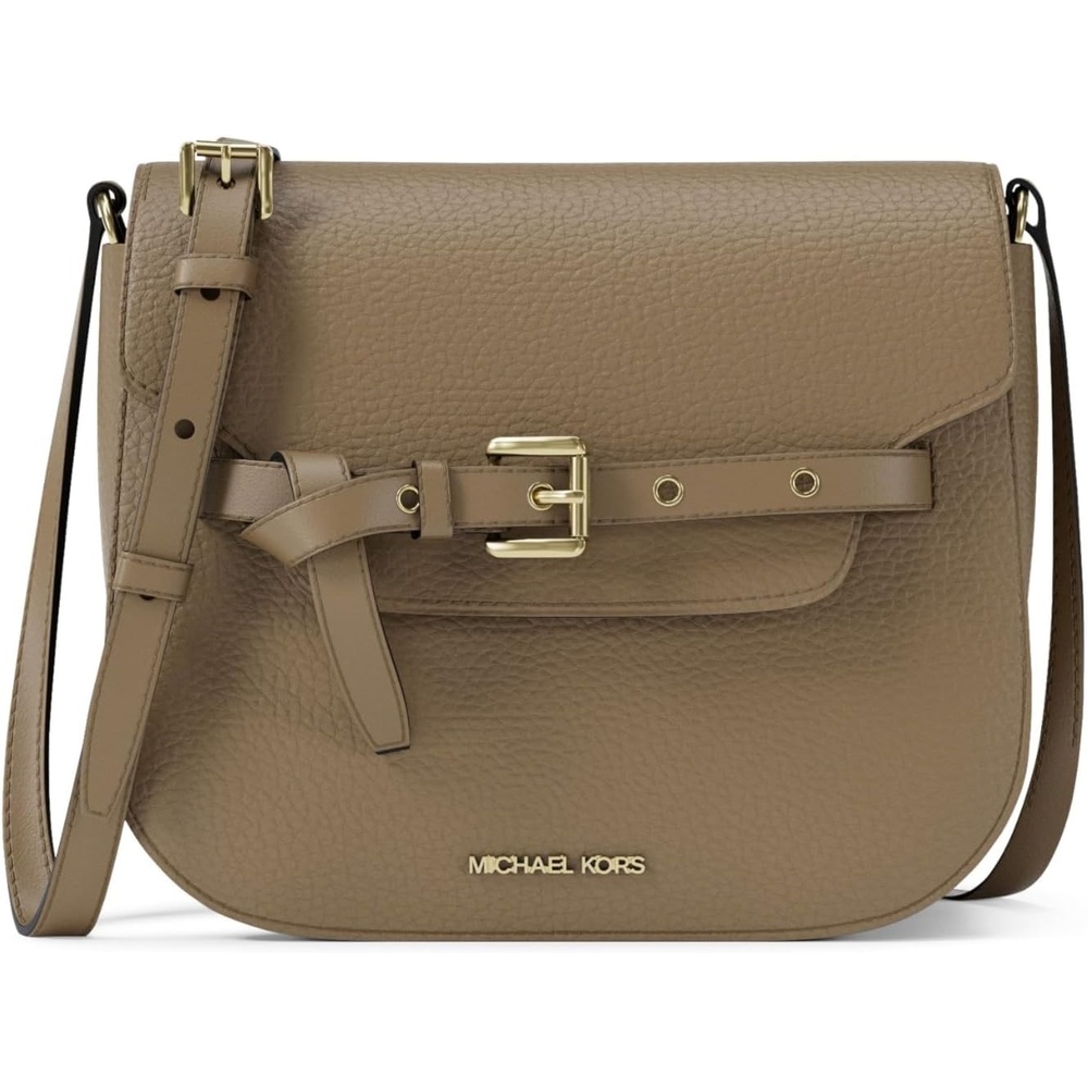 image:imageMichael Kors Emilia Small Saddle Crossbody BagGoldtone HardwarePebble LeatherHusk