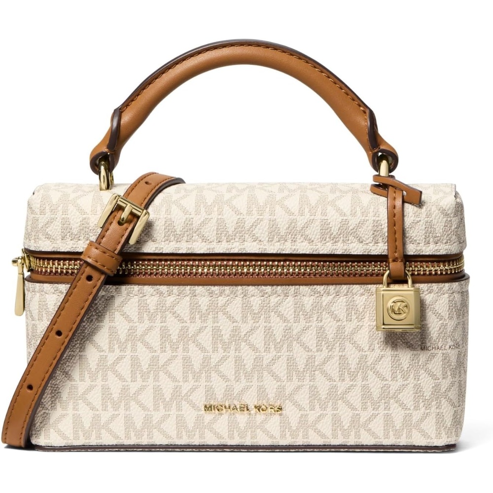 image:imageMichael Kors Jana Extra Small Top Handle Crossbody BagGoldtone HardwareSignature Coated TwillVanillaAcorn