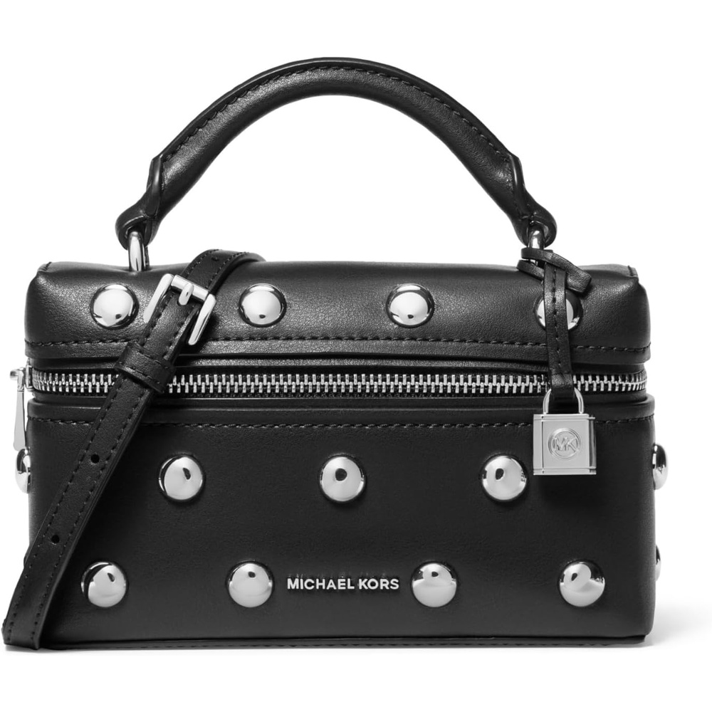 image:imageMichael Kors Jana Extra Small Top Handle Crossbody BagSilvertone HardwareLeather WDome StudsBlack